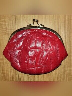 Vintage EEL Skin Kiss Lock Double Coin Purse